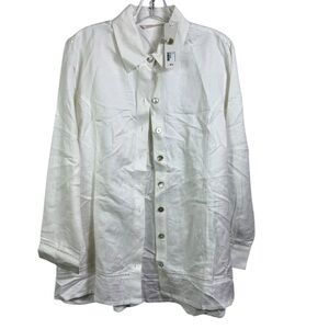 NWT Soft Surroundings Sally Linen Blend White Button Up Shirt
